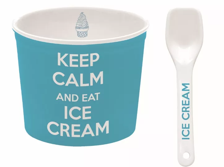 Ice cream bowl with spoon - blue