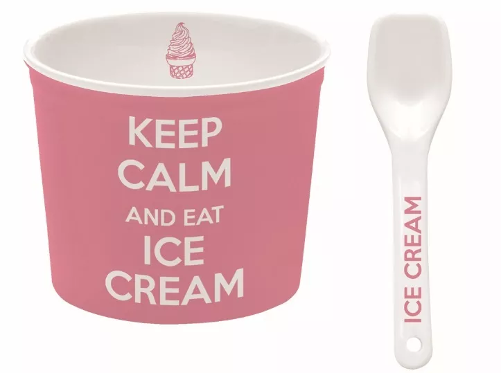 Ice cream bowl with spoon - pink
