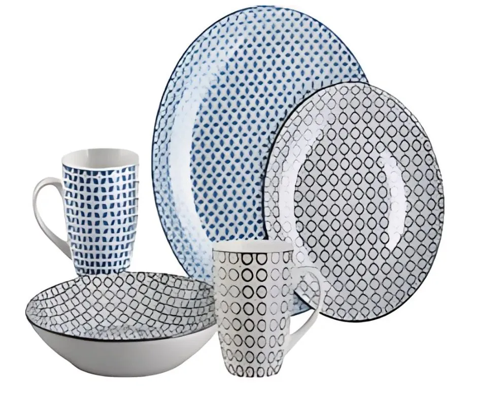 Керамичен комплект съдове – 22 части, чинии и чаши