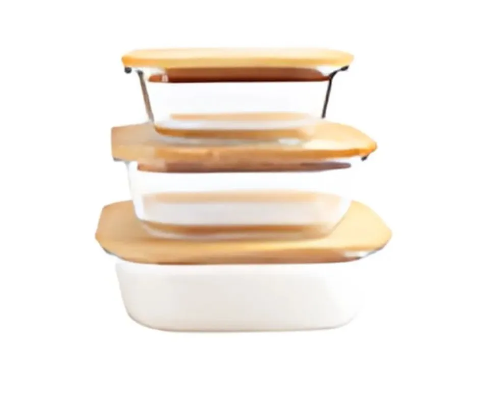 Кутия за съхранение на храни - бамбуков капак, стъклена, кръгла. Капацитет: 650мл.