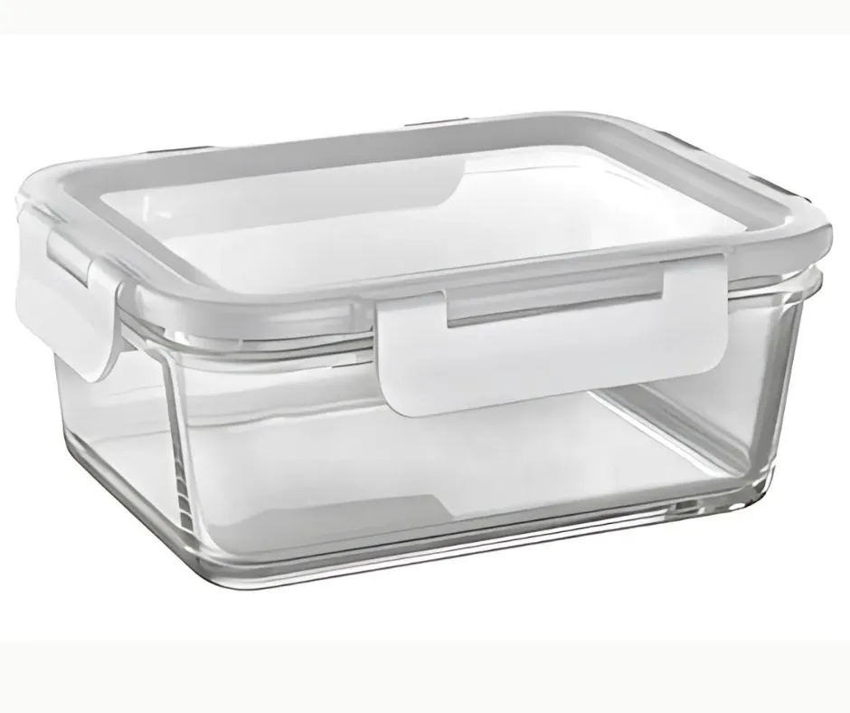 Food storage container – glass, square. Capacity: 1030 ml. Color: white.