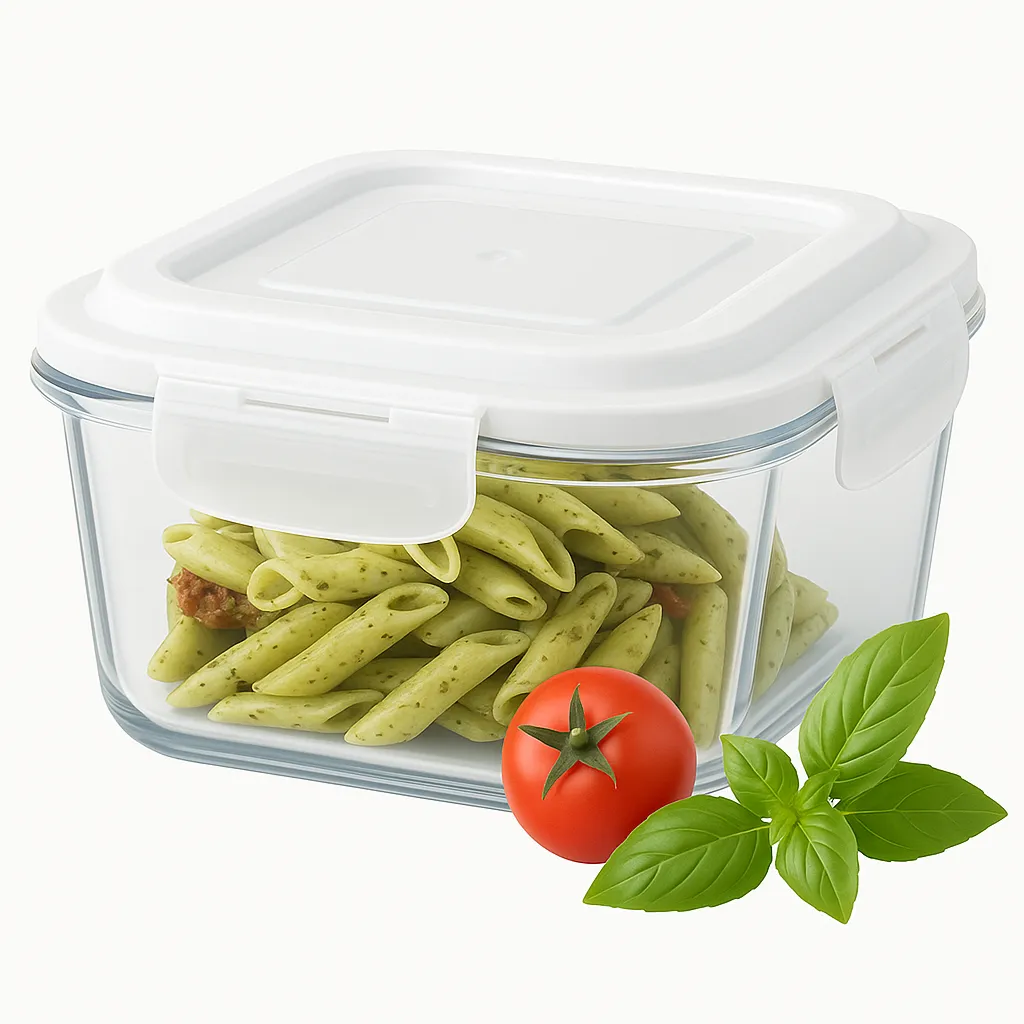 Кутия за съхранение на храни - стъклена, квадратна 800мл.