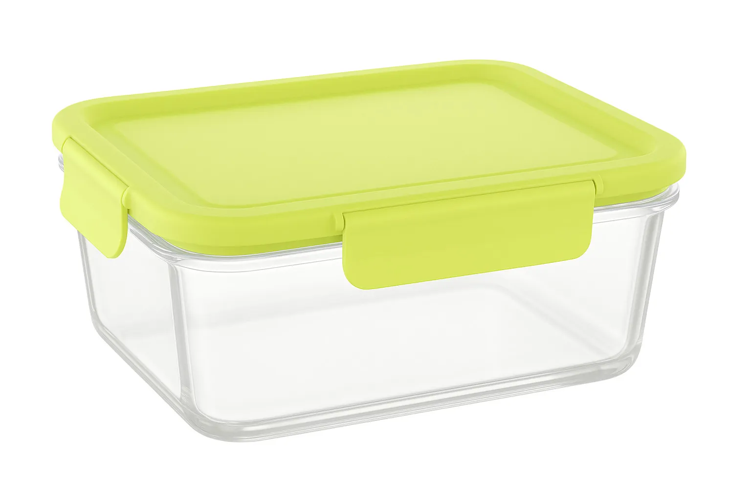Кутия за съхранение на храни - стъклена, правоъгълна. Капацитет: 640мл. Цвят: лайм