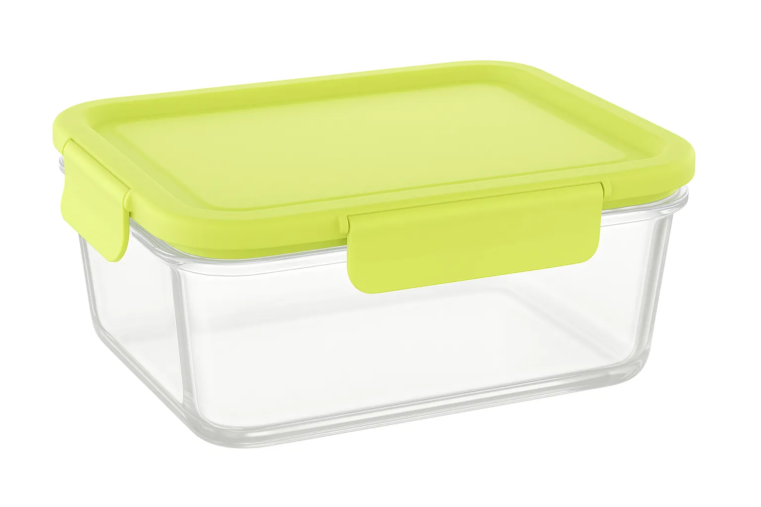Кутия за съхранение на храни - стъклена, правоъгълна. Капацитет: 1050мл. Цвят: лайм