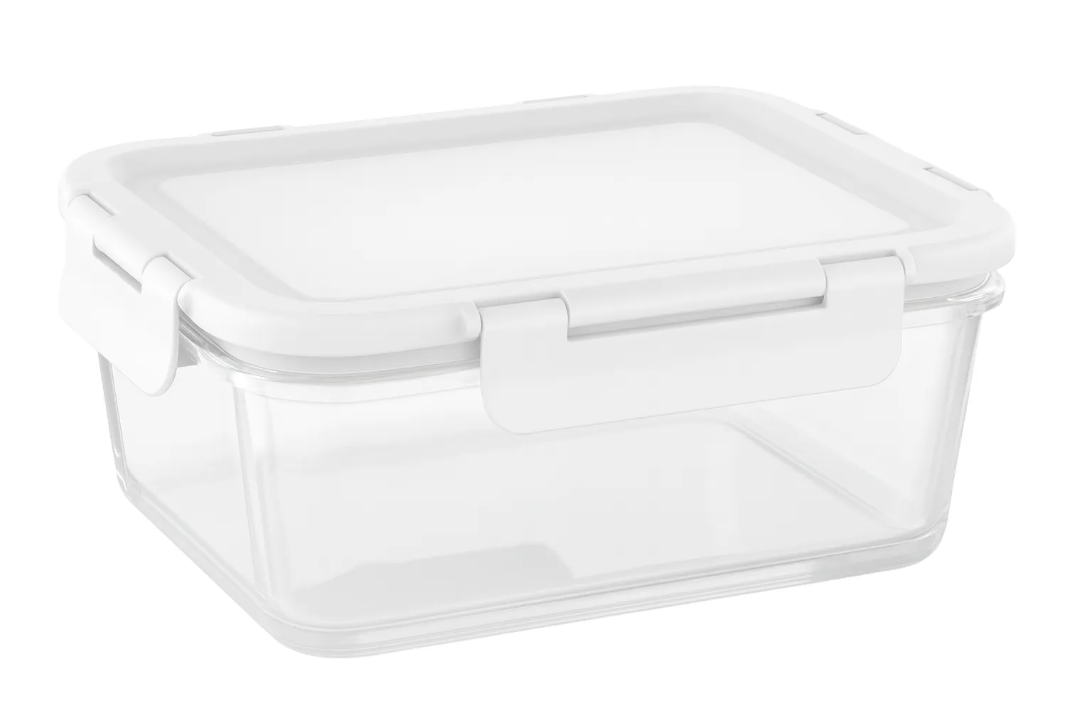 Кутия за съхранение на храни - стъклена, правоъгълна. Капацитет: 1050мл. Цвят: бял