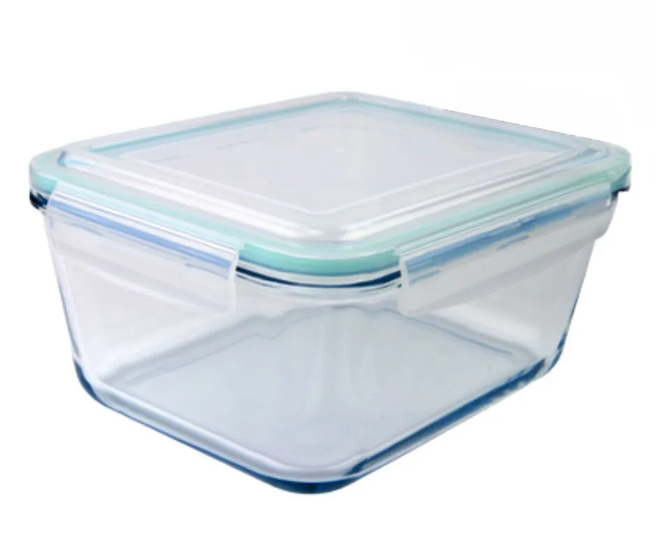 Кутия за съхранение на храни - стъклена, правоъгълна. Капацитет: 640мл. Цвят: бял