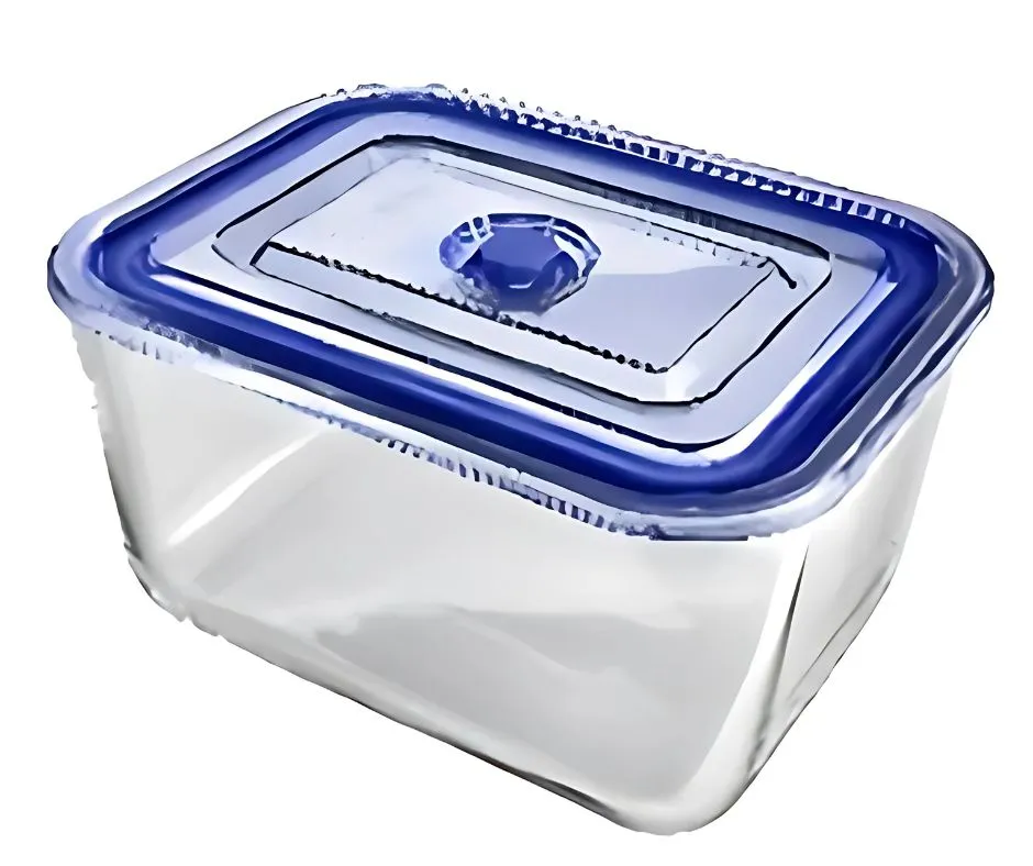 Кутия за съхранение на храни - вакуумно запечатване, стъклена, правоъгълни. Комплект от 2бр. Капацитет: 470мл и 800мл. Цвят: син