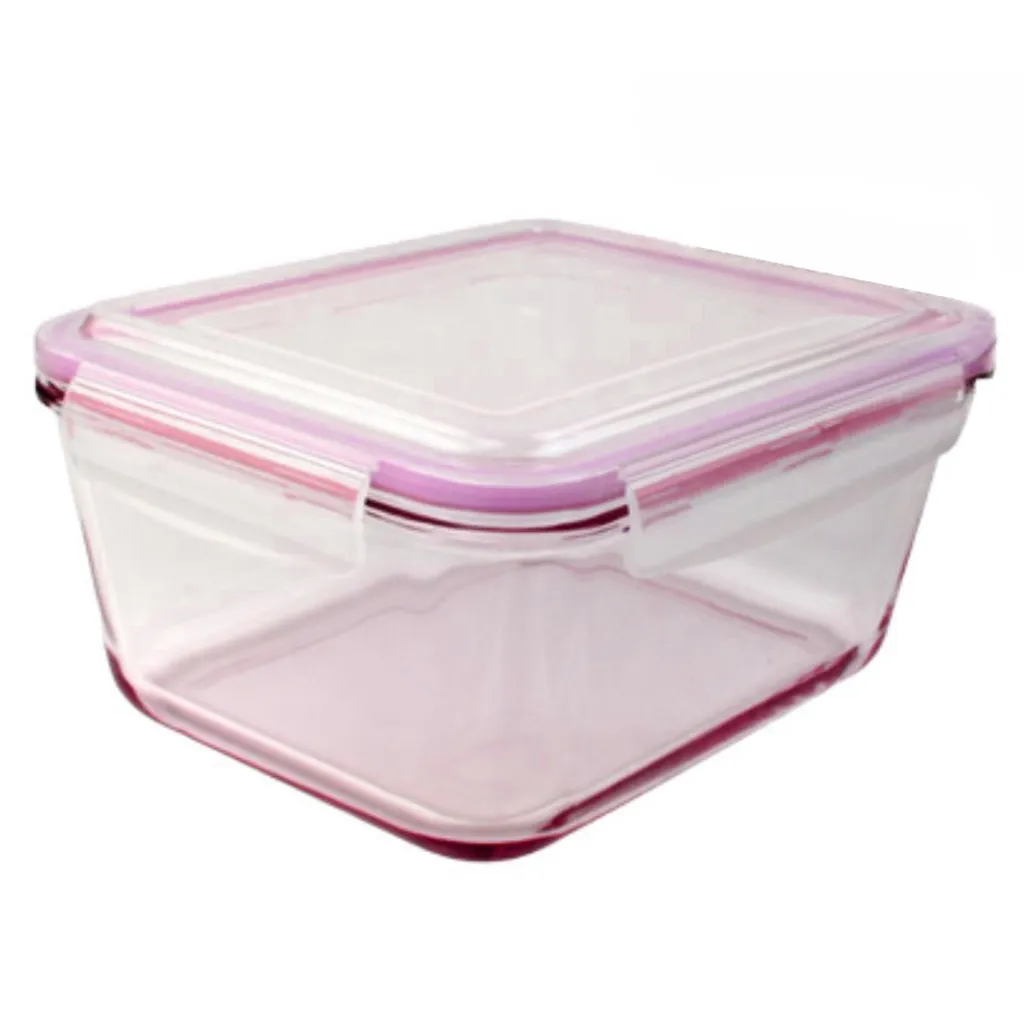 Кутия за съхранение на храни XXL - стъклена, правоъгълна. Капацитет: 3000мл. Цвят: червен