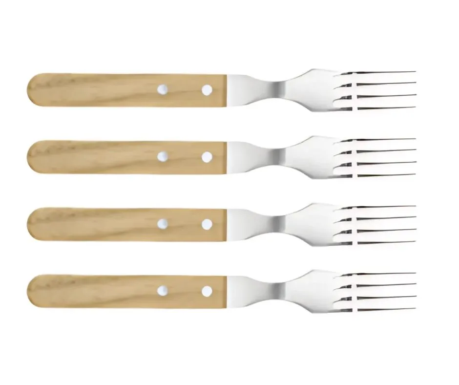 Вилица с дървена дръжка, комплект от 4бр. Дължина - 20см