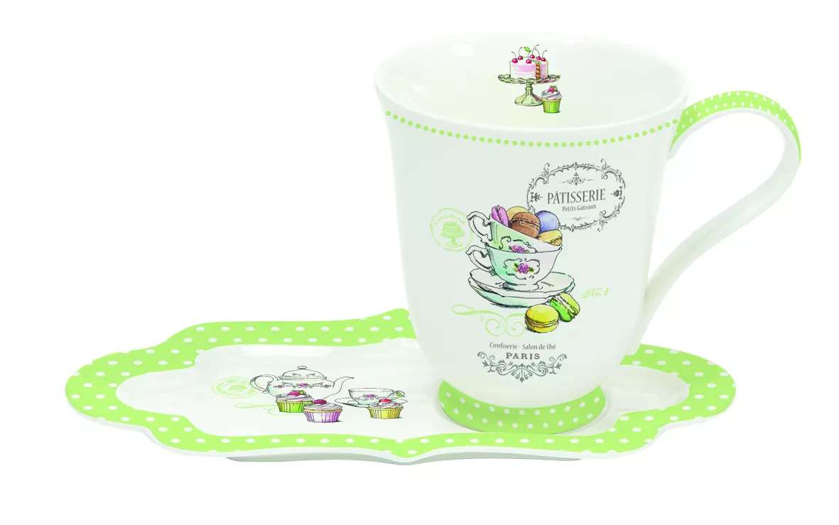 Set tea cup and saucer - green