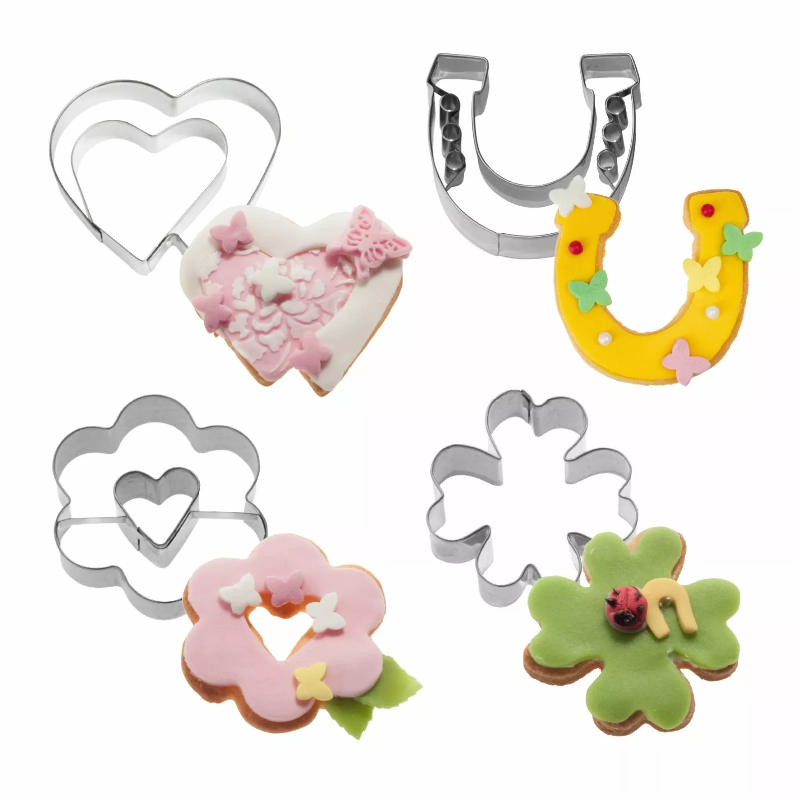 Комплект 4бр. форми за рязане на тесто “Късмет и Любов“