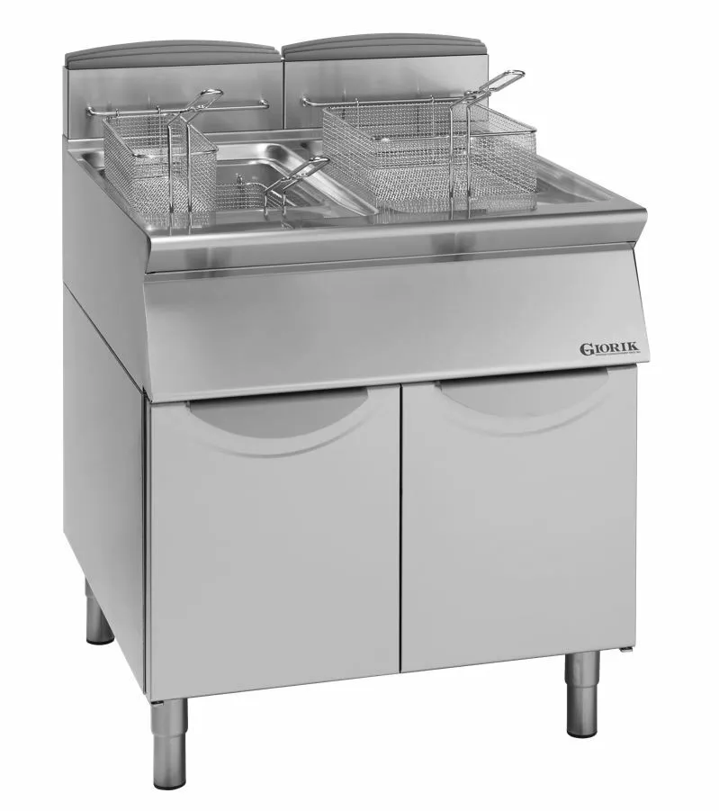 Фритюрник с шкаф-база с топлообменник във ваната - газ, 2x13л.