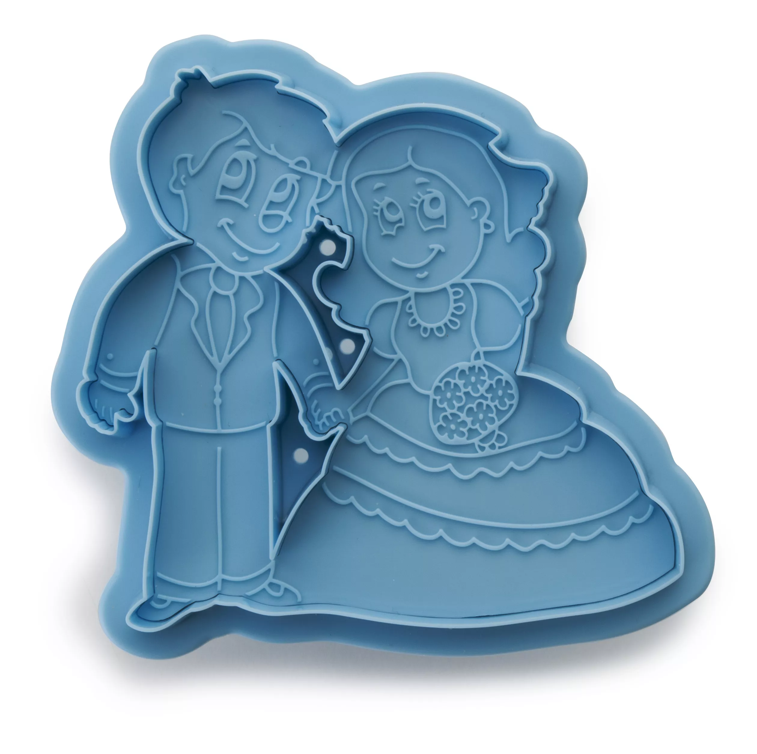 Cookie cutter with ejector - groom/bride groom