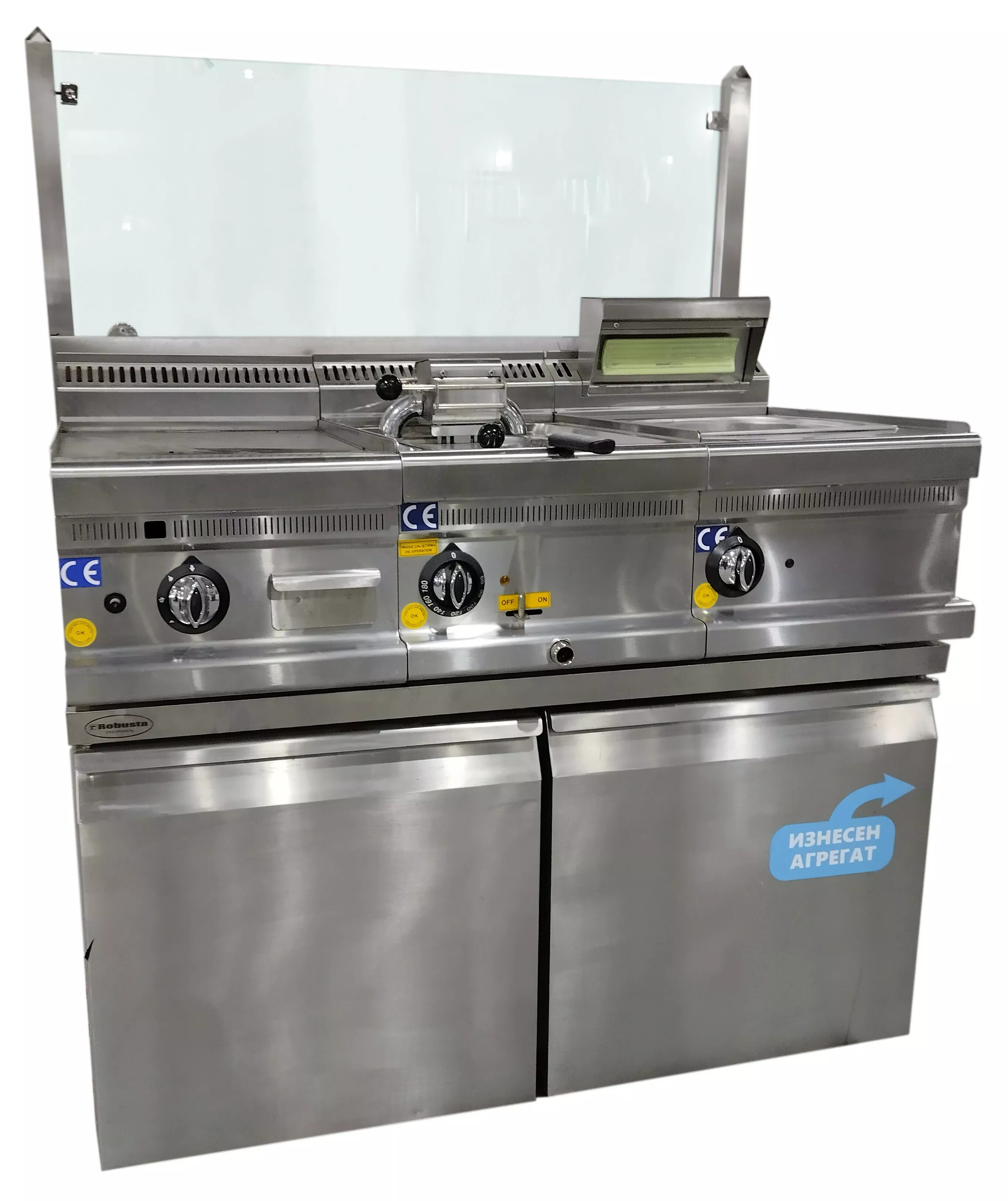 Хладилна база за поставяне на уреди, с изнесен агрегат, 2 врати, приставка със стъкло - зад хладилна база. - употребяван