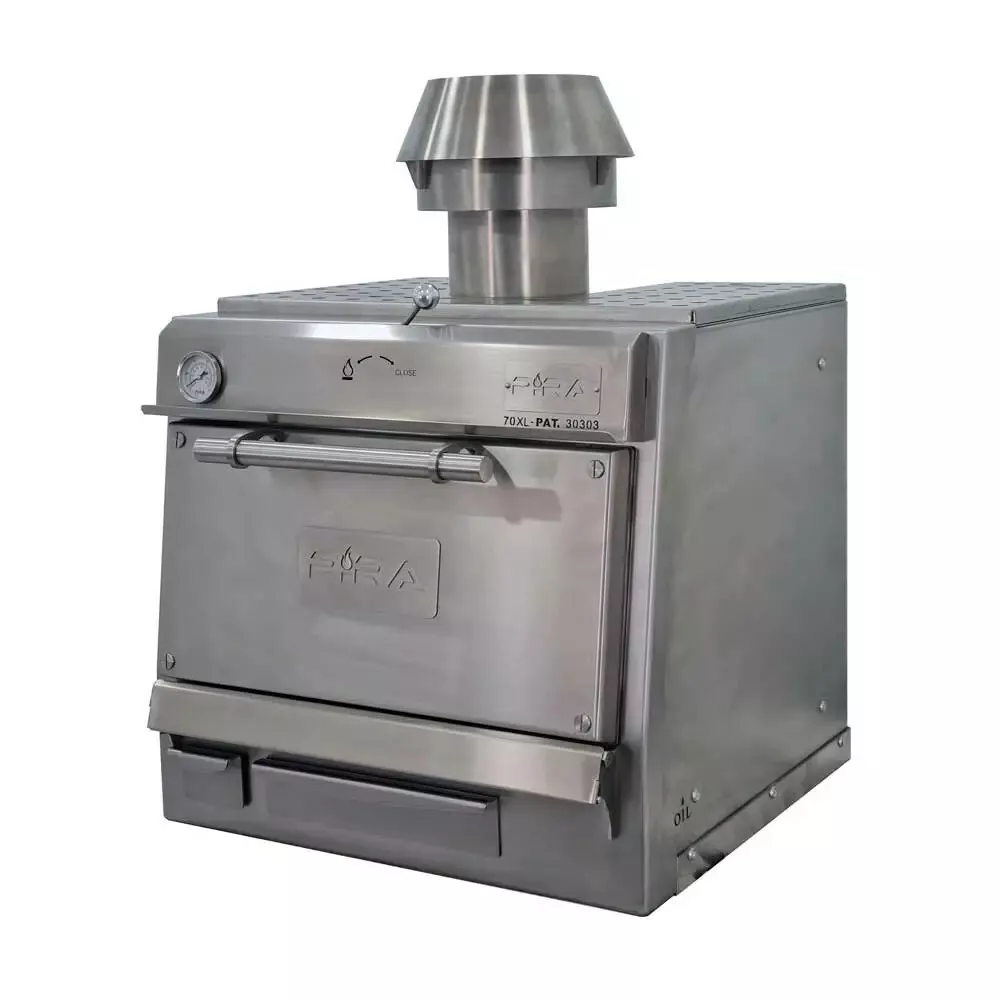 Фурна и барбекю на дървени въглища с падаща отваряема врата Pira 70 XL SILVER SD