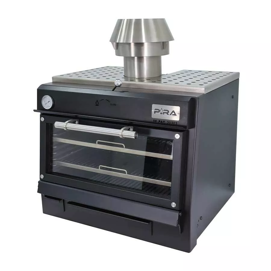 Фурна и барбекю на дървени въглища с падаща отваряема врата PIRA 80 BLACK