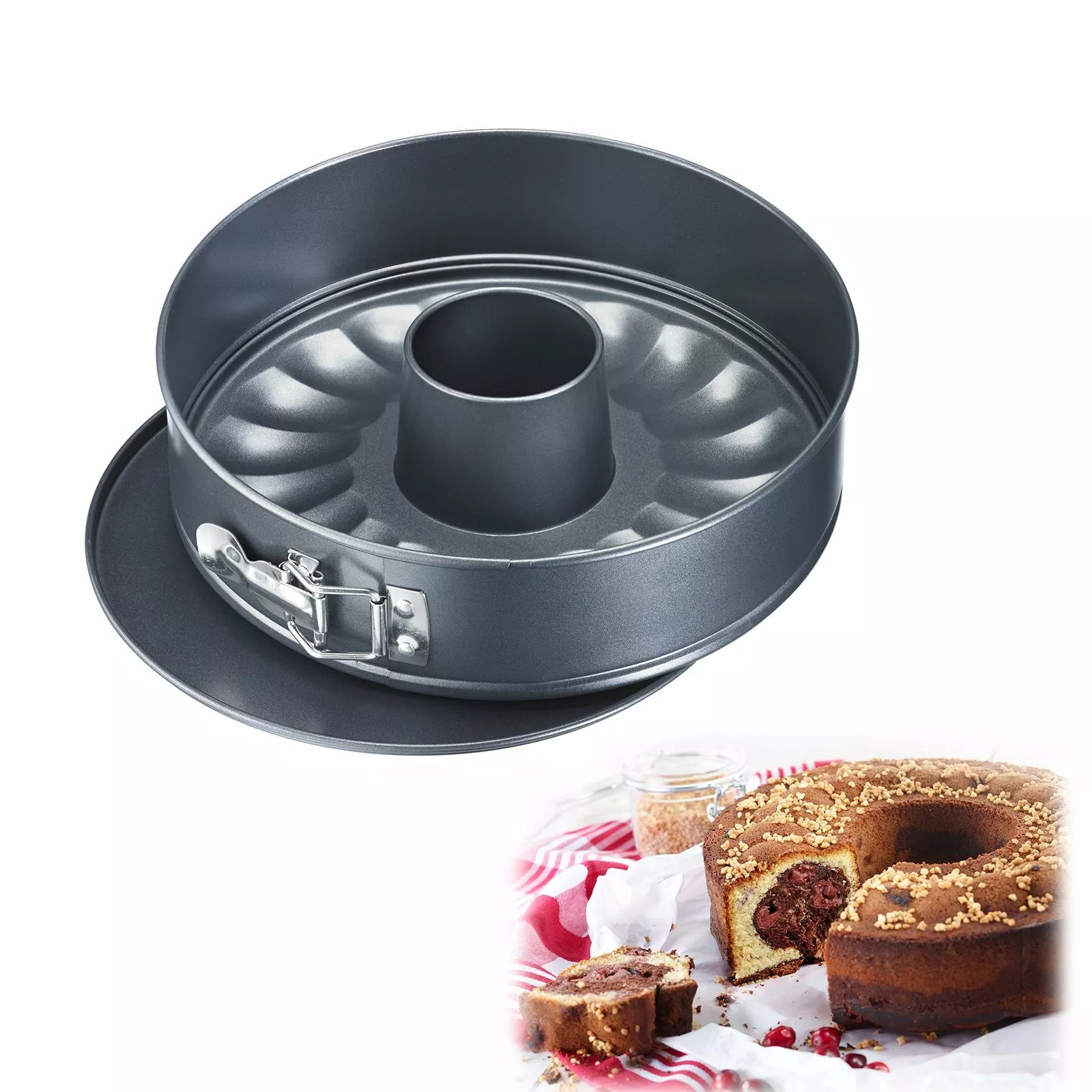 Baking form with two bases