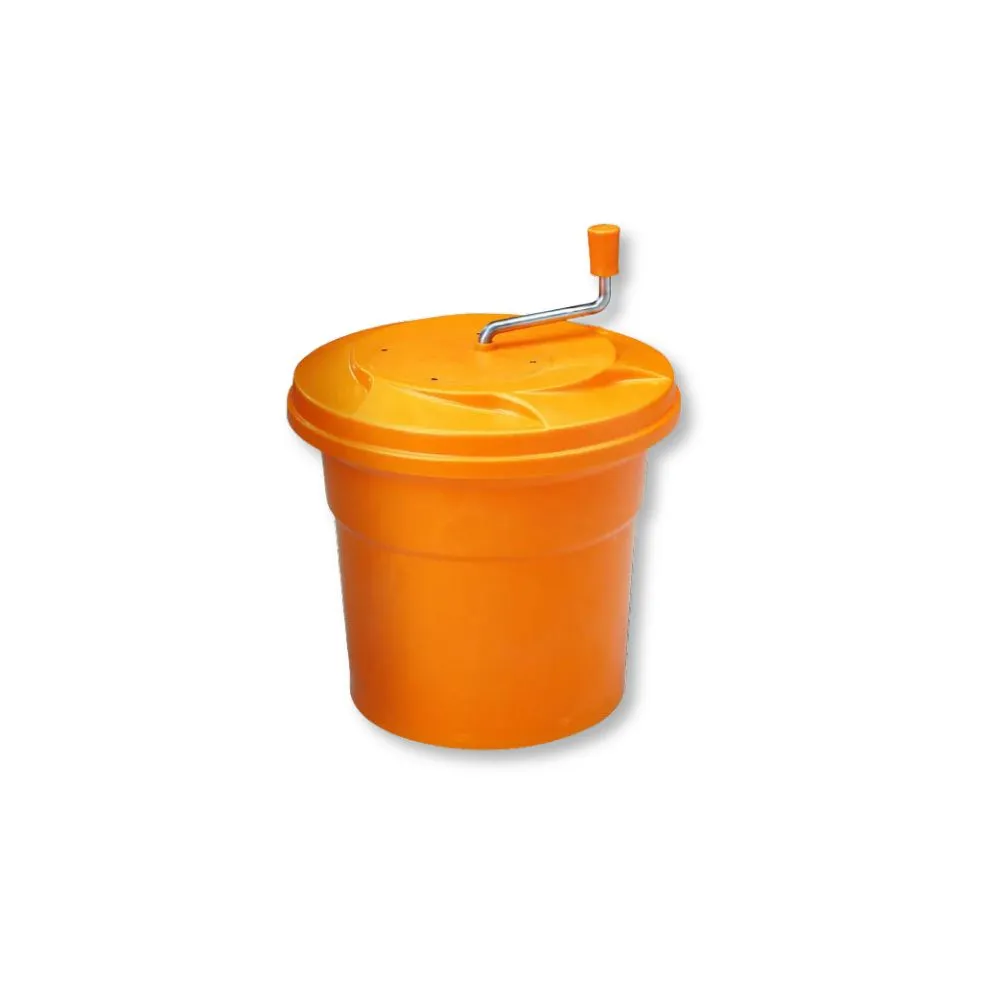 Salad spinner for leafy vegetables – ABS plastic/polypropylene. Diameter: 33 cm, height: 43 cm, capacity – 12 L.