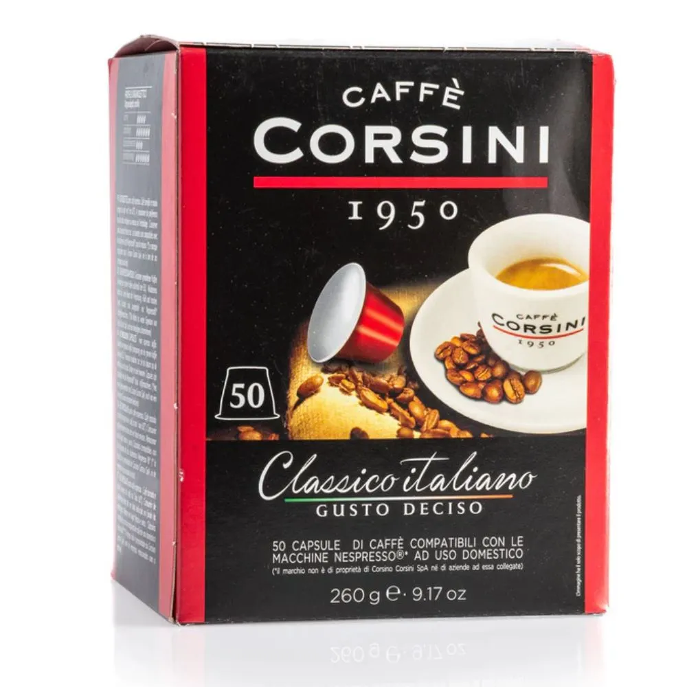 Coffee capsules. Intensity: 12/13. Packaging: 50 capsules. Model: Corsini Classico Italiano