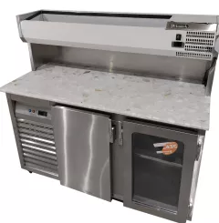 Horizontal_refrigerating_table_with_stone_facing_-_for_processing_dough._Complete_with_salad_bar_with_tub_for_7_x_1/4_GN_dishes._-_used_1
