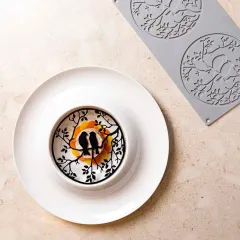 Шaблон за декорация на ястия - птички, силикон. Размер: 14х2см._1